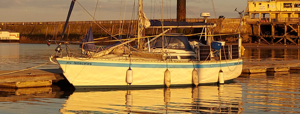 Isosceles sitting in Ramsgate harbour on a chilly spring evening